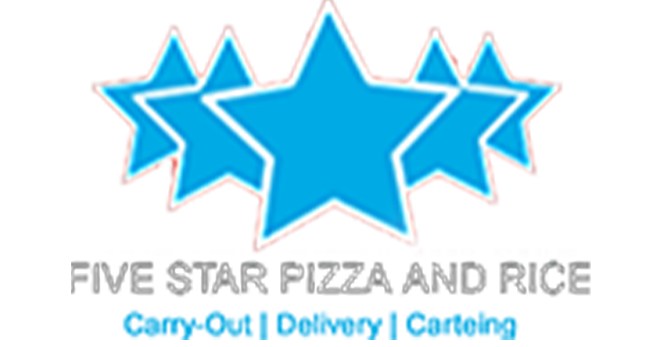Five Star Pizza and Rice Logo